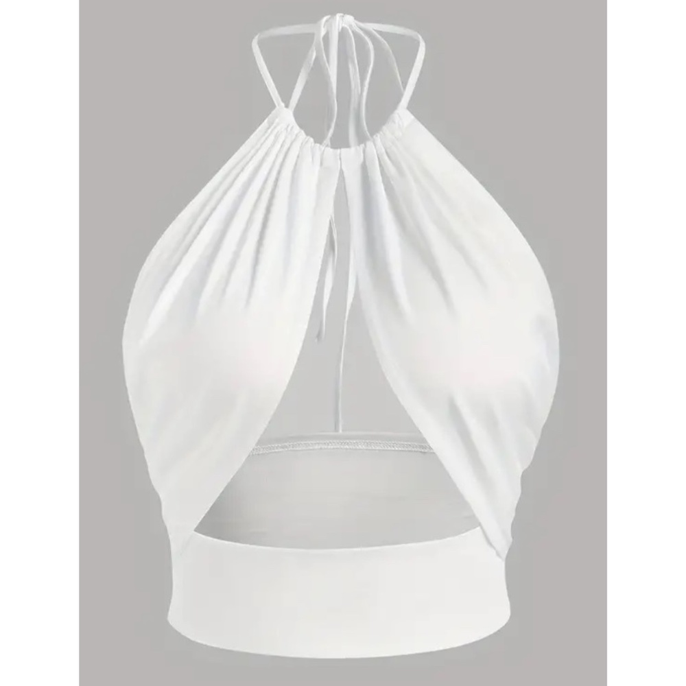 BNWT Isabelle LaRue White Cutout Halter Crop Top